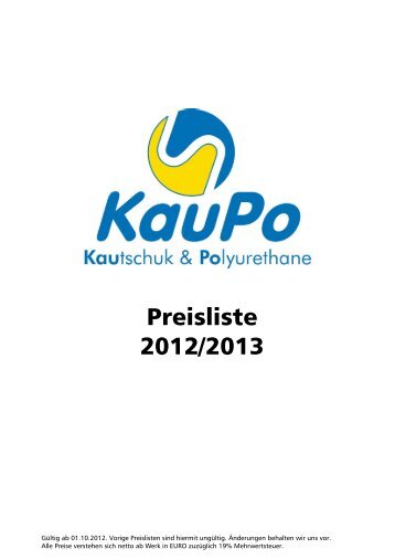 Preisliste 2012/2013 - KauPo Plankenhorn eK