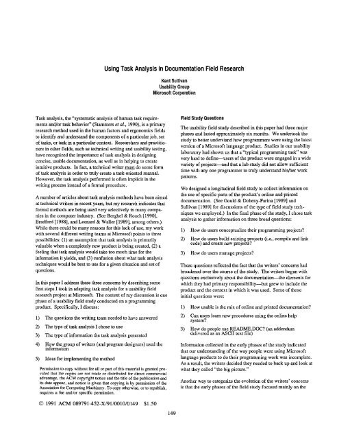 Task Analysis In. User Research Using Task Analysis in Documentation Field Research - Microsoft