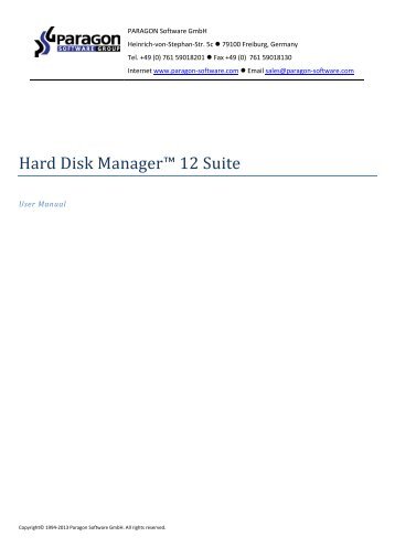 Hard Disk Manager™ 12 Suite - PARAGON Software Group