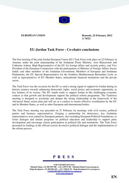 EU-Jordan Task Force - Co-chairs conclusions - Europa