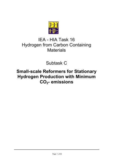 IEA - HIA Task 16 Hydrogen from Carbon Containing Materials ...