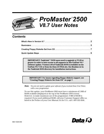 ProMaster 2500 - Data I/O Corporation