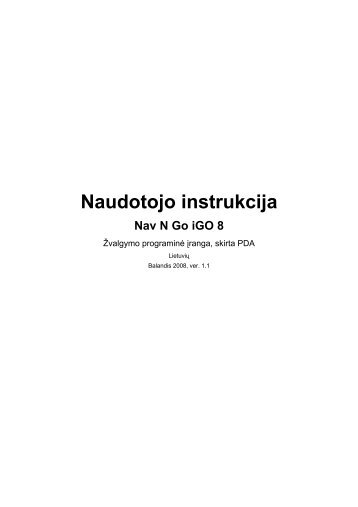 Naudotojo instrukcija Nav N Go iGO 8