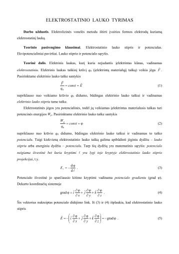 Elektrostatinio lauko tyrimas 1 - KTU Fizika