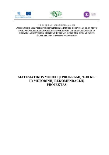 Matematikos pagrindinio ugdymo 9-10 kl. modulių programų