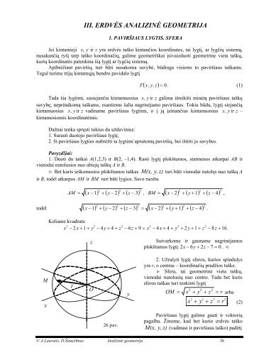 III. ERDVĖS ANALIZINĖ GEOMETRIJA