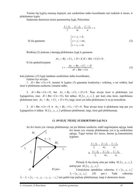 III. ERDVĖS ANALIZINĖ GEOMETRIJA