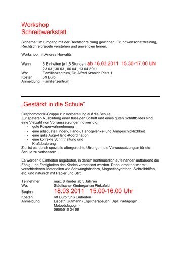 Vorträge und Workshops - Pinkafeld