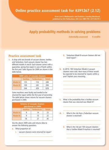 Online practice assessment task for AS91267 ... - ESA Publications