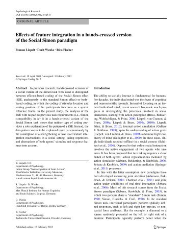 Liepelt, R., Wenke, D., Fischer, R. (2012). Effects