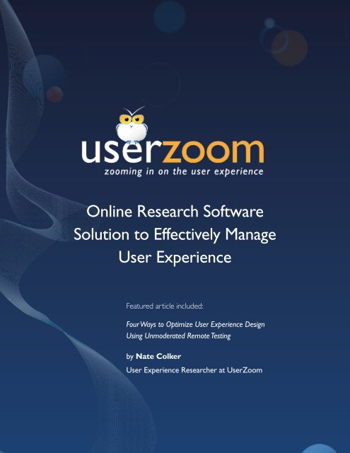 Online Research Software Solution to Effectively ... - UserZoom