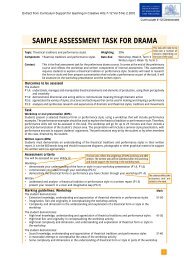 SAMPLE ASSESSMENT TASK FOR DRAMA - Curriculum Support