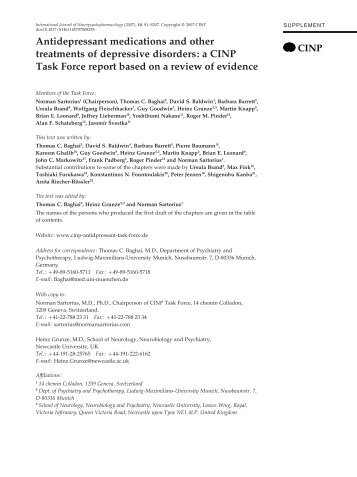 a CINP Task Force report based on a review of evidence