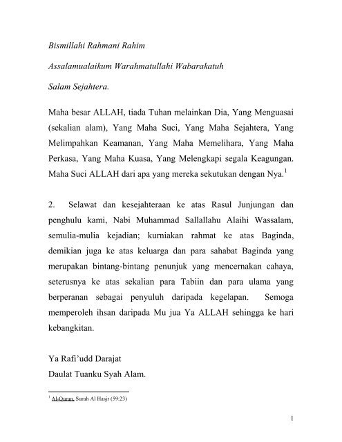 TITAH PERSEMBAHAN - Raja Nazrin Shah