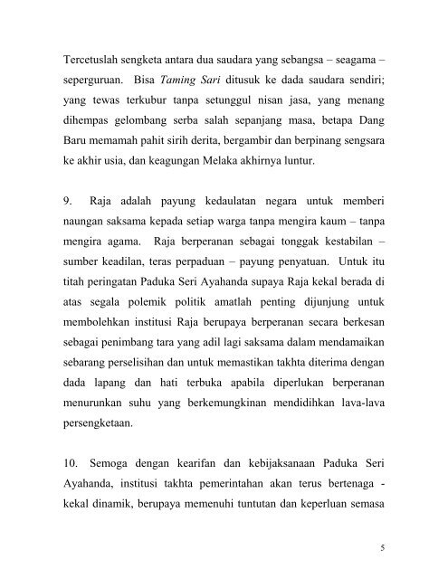 TITAH PERSEMBAHAN - Raja Nazrin Shah