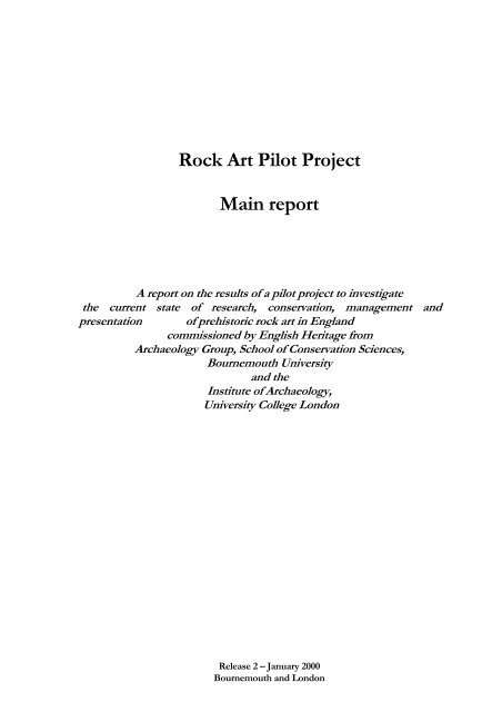 Rock Art Pilot Project Main report - Bournemouth University