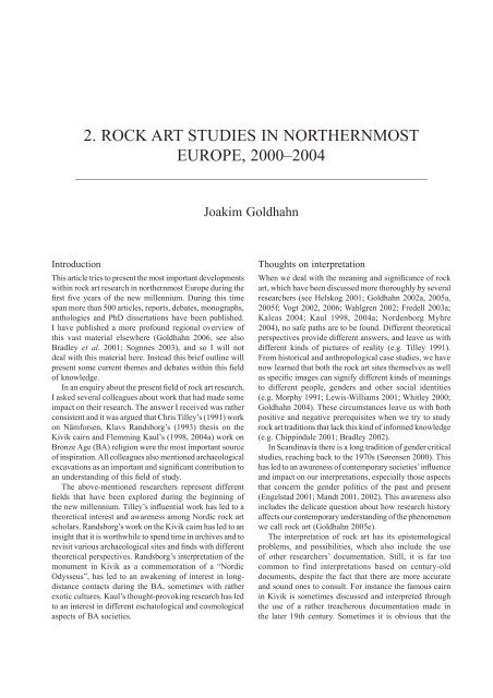 rock art studies in northernmost europe, 2000 - Joakim Goldhahn