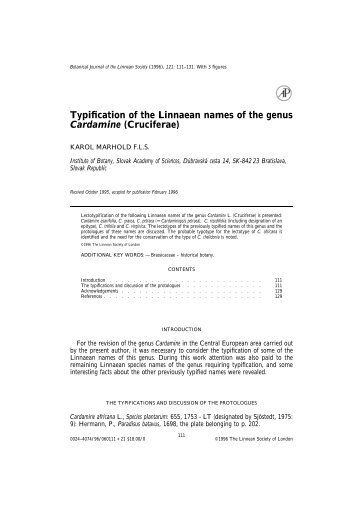 Typification of the Linnaean names of the genus - institute of botany ...