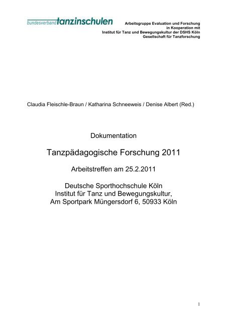 Tanzpädagogische Forschung 2011 - Bundesverband Tanz in ...