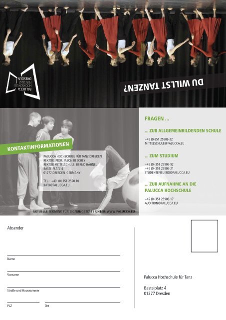 Flyer "Du willst tanzen?" - Palucca Hochschule für Tanz Dresden