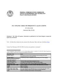 FCC ONLINE TABLE OF FREQUENCY ALLOCATIONS