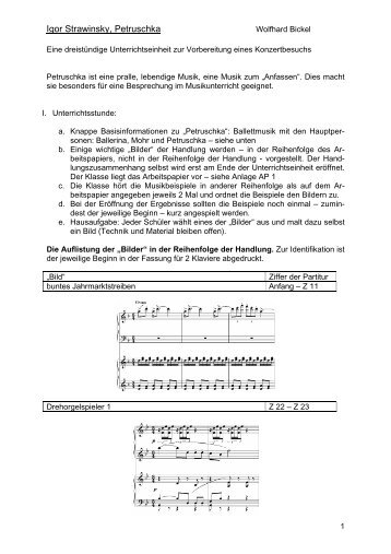 Igor Strawinsky, Petruschka - Neuer Lehrer-Rechner an der UNI ...