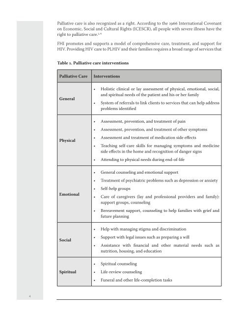 Palliative Care Strategy for HIV and other diseases - FHI 360