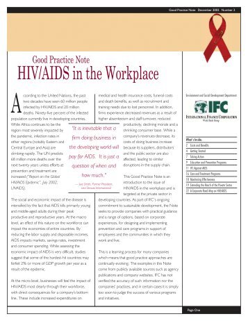 HIV/AIDS in the Workplace - IFC