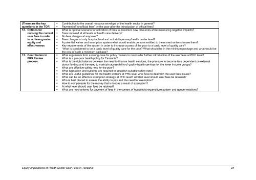 equity implications of health sector user fees in tanzania