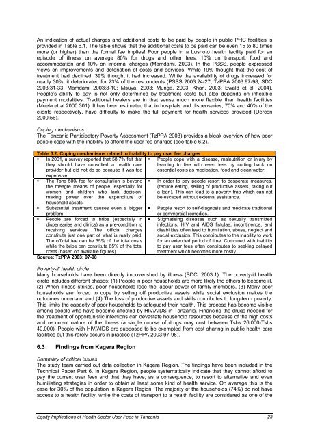 equity implications of health sector user fees in tanzania