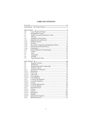 i TABLE OF CONTENTS - Tanzania