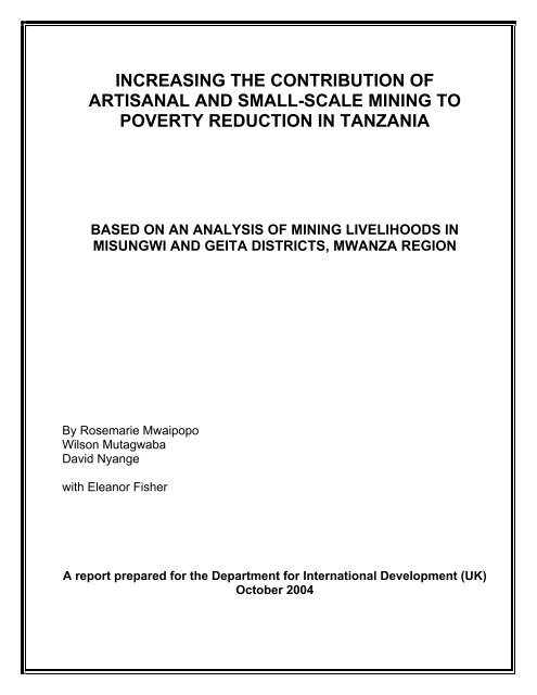 increasing the contribution of artisanal and small-scale mining ... - DfID