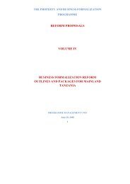 REFORM PROPOSALS VOLUME IV - Tanzania