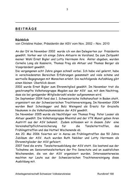 editorial - Arbeitsgemeinschaft Schweizer Volkstanzkreise ASV