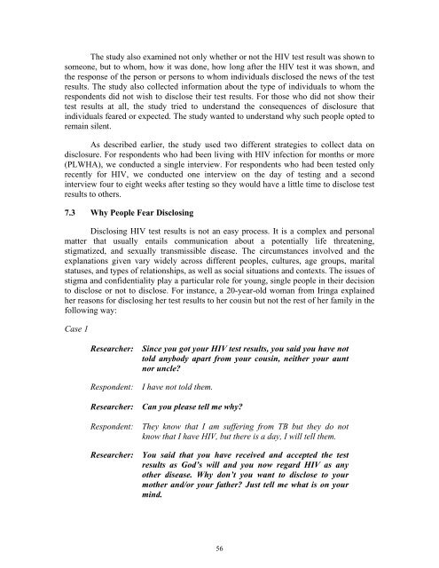 social context of disclosing hiv test results: hiv testing in tanzania