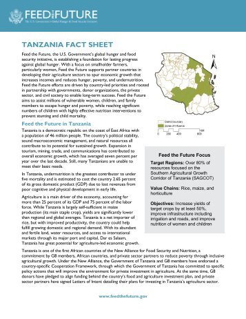 Tanzania Fact Sheet - Feed the Future