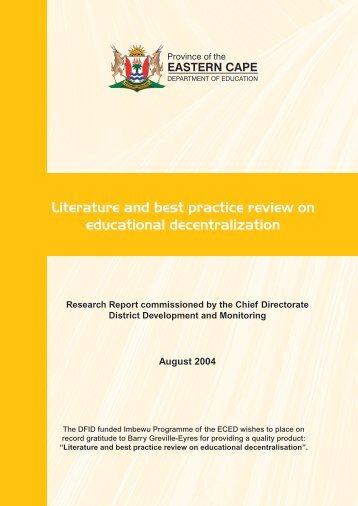 Literature and best practice review on educational decentralization