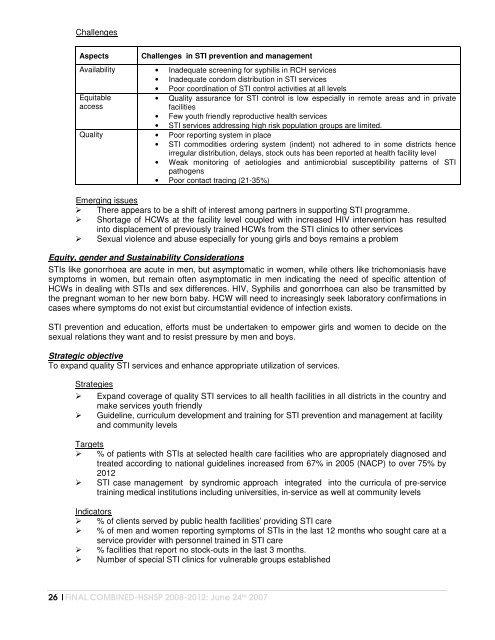 the united republic of tanzania health sector hiv and aids strategic plan