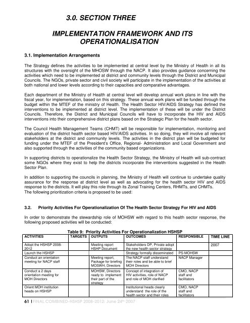 the united republic of tanzania health sector hiv and aids strategic plan