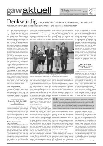 gaw aktuell, Ausgabe 21, 08-08 - Gymnasium am Wirteltor Düren