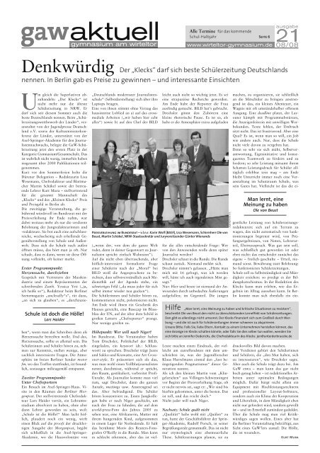 gaw aktuell, Ausgabe 21, 08-08 - Gymnasium am Wirteltor Düren