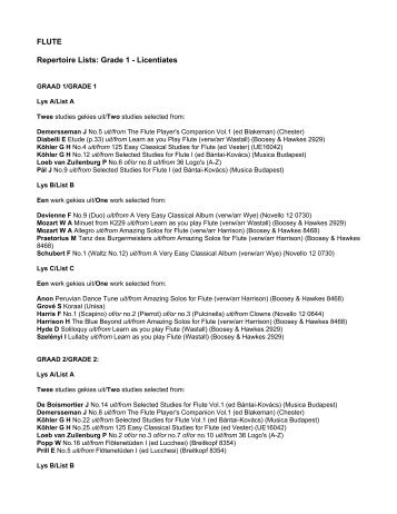 FLUTE Repertoire Lists: Grade 1 - Licentiates - Unisa