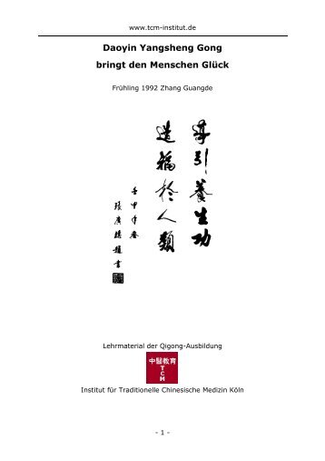 Qigong-Lehrmaterial: Daoyin Yangsheng Gong ... - TCM-Institut Köln