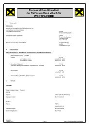 Preis Und Konditionsblatt Der Raiffeisen Bank Villach Fur Rb