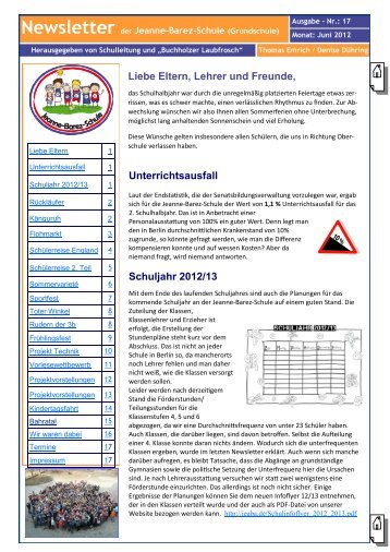 Newsletter 17 (pdf) - Jeanne-Barez-Schule