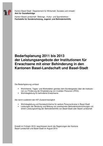 Bedarfsplanung 2011 bis 2013 - Amt für Sozialbeiträge - Basel-Stadt