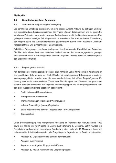 PSYCHIATRIE LUXEMBURG Planungsstudie 2005 - Santé