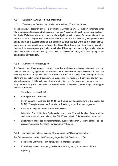 PSYCHIATRIE LUXEMBURG Planungsstudie 2005 - Santé