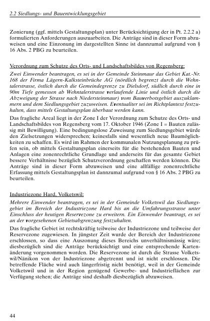 Bericht zu den Nichtberücksichtigen Einwendungen ... - Kanton Zürich