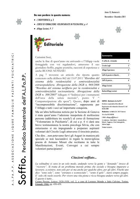 Novembre - Dicembre 2011 (Anno 13, Numero 6) - A.L.Fa.P.P.